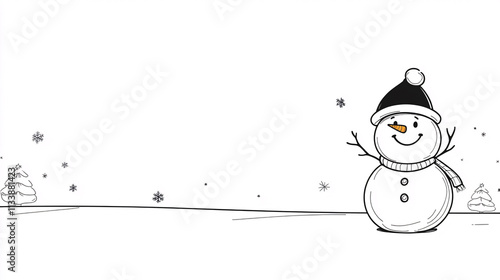snowman in a sketch style, christmas background