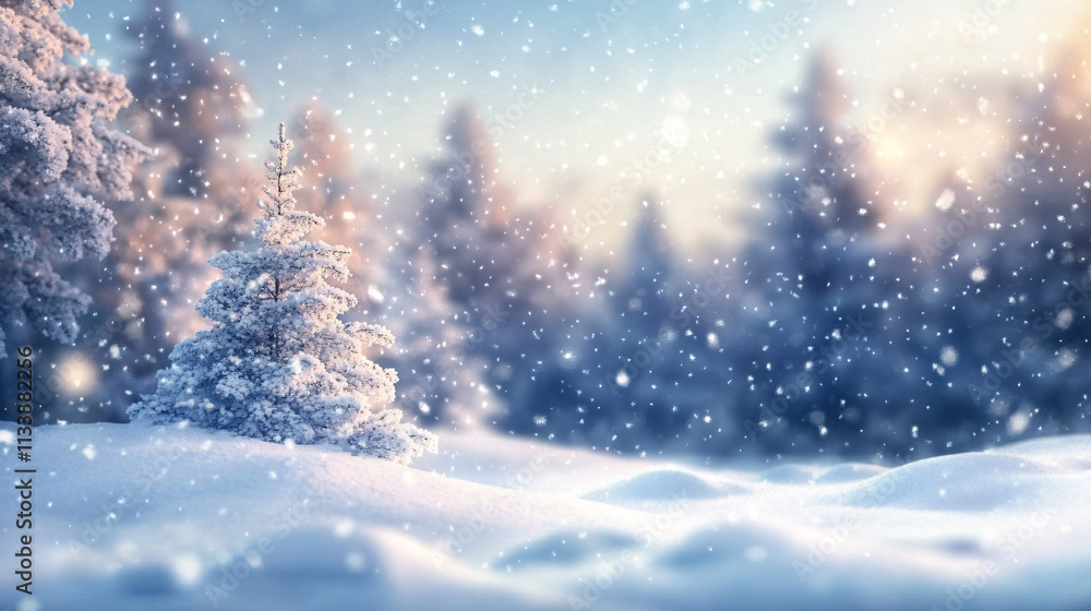 Naklejka premium winter landscape with snow and trees