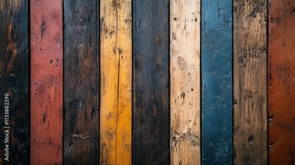 Abstract design with vertical wooden planks in various colors Abstract design with vertical wooden planks in various colors