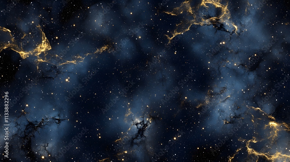 Fototapeta premium Celestial Nebula Golden Dust Starscape Cosmic