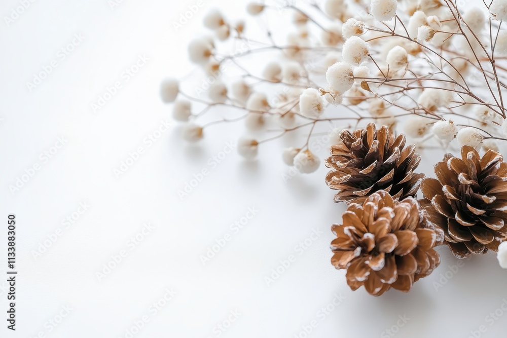 Bright Seasonal Composition of Pine Cones and Berries for Business Use in Promotional Materials Bright Seasonal Composition of Pine Cones and Berries for Business Use in Promotional Materials