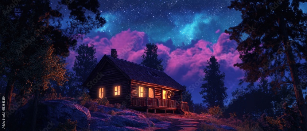 cozy cabin under a starry night sky cozy cabin under a starry night sky