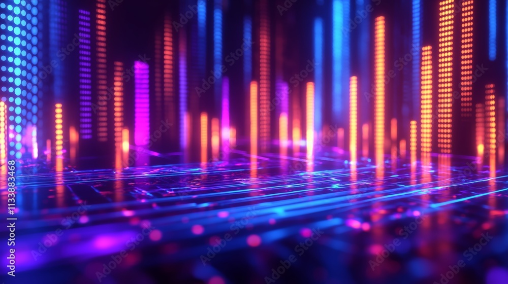 Neon Cityscape Background: Futuristic Digital Landscape Neon Cityscape Background: Futuristic Digital Landscape