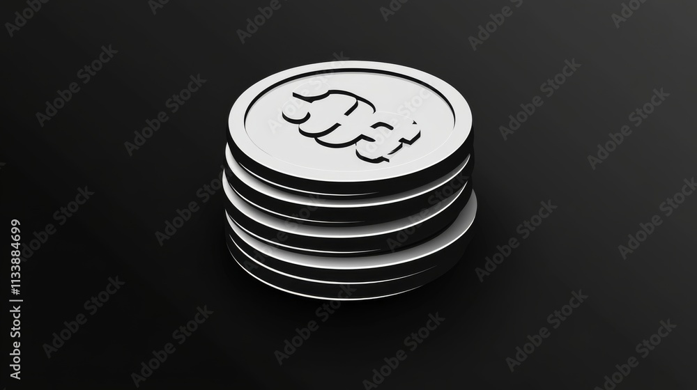 Stack of metallic coins on a black surface Stack of metallic coins on a black surface