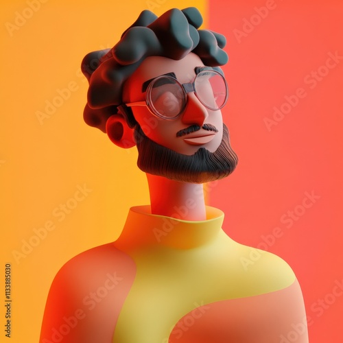 stylish 3d character with vibrant background