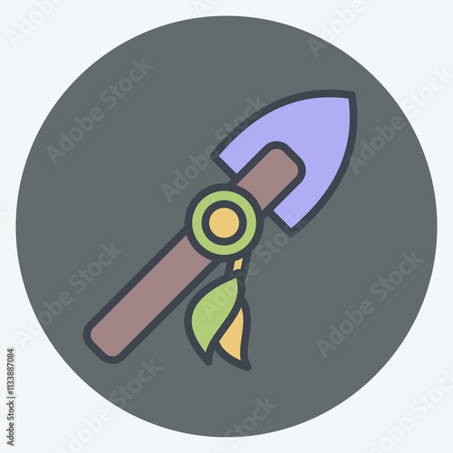 Icon Spear. related to Native American symbol. color mate style. design editable