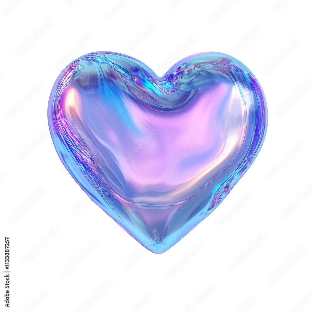 3D Blue Holographic Love Icon on transparent Background 3D Blue Holographic Love Icon on transparent Background