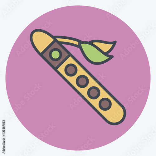 Icon Flute. related to Native American symbol. color mate style. design editable