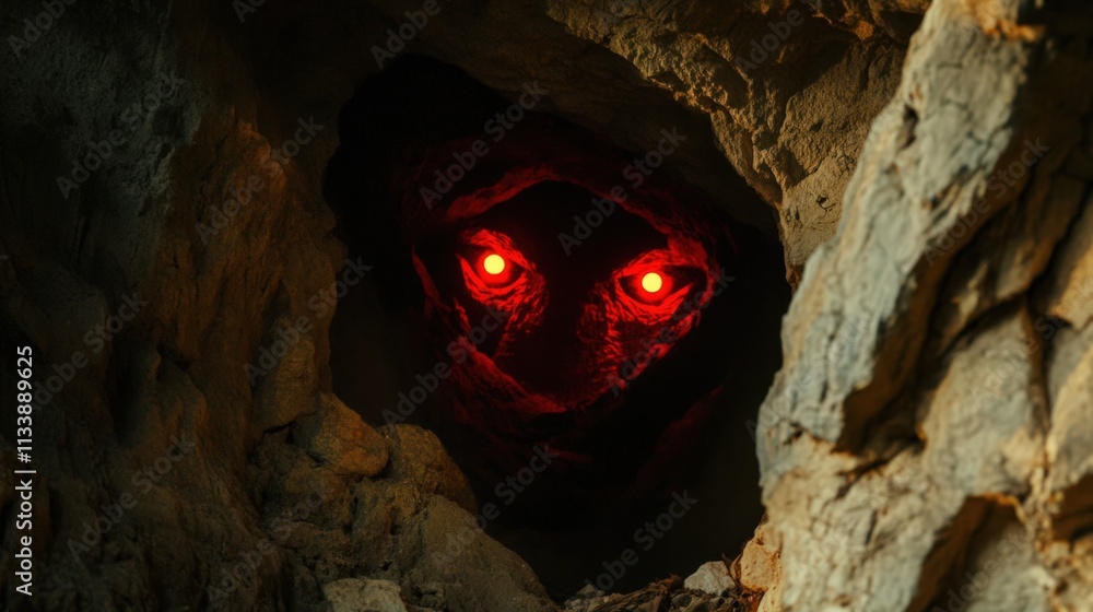 Glowing Eyes Emerge From Dark Cave Opening Glowing Eyes Emerge From Dark Cave Opening