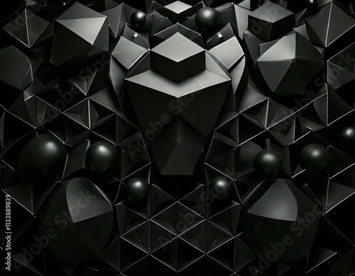 Abstract 3D Geometric Vantablack Background Concept, Generatif AI