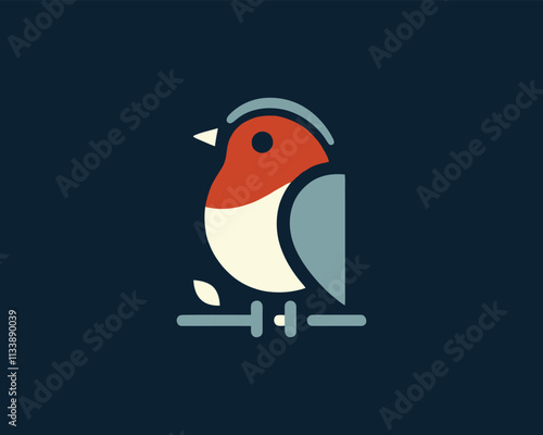 Robin Bird Logo Design Icon Vector Illustration.