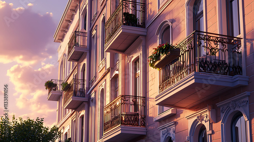 A building with balconies and a balcony railing