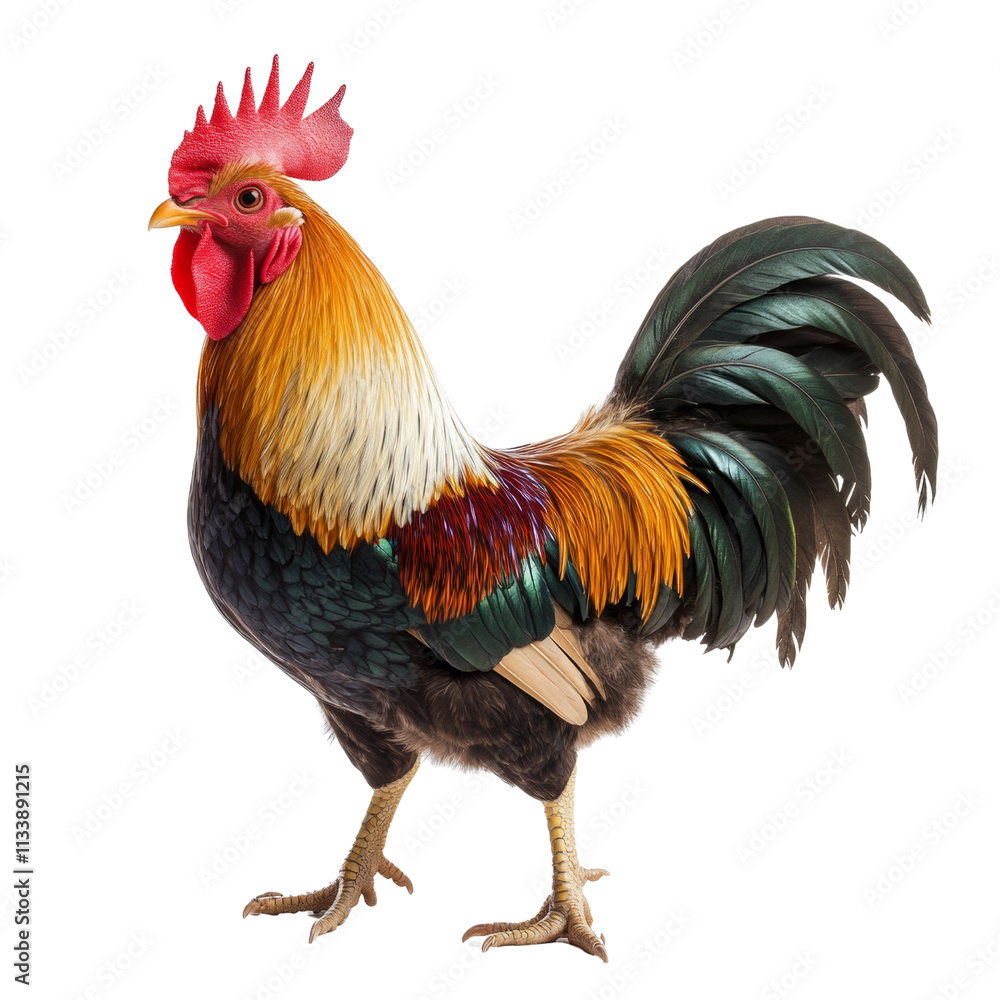 Fototapeta premium Watercolor Rooster on transparent Background