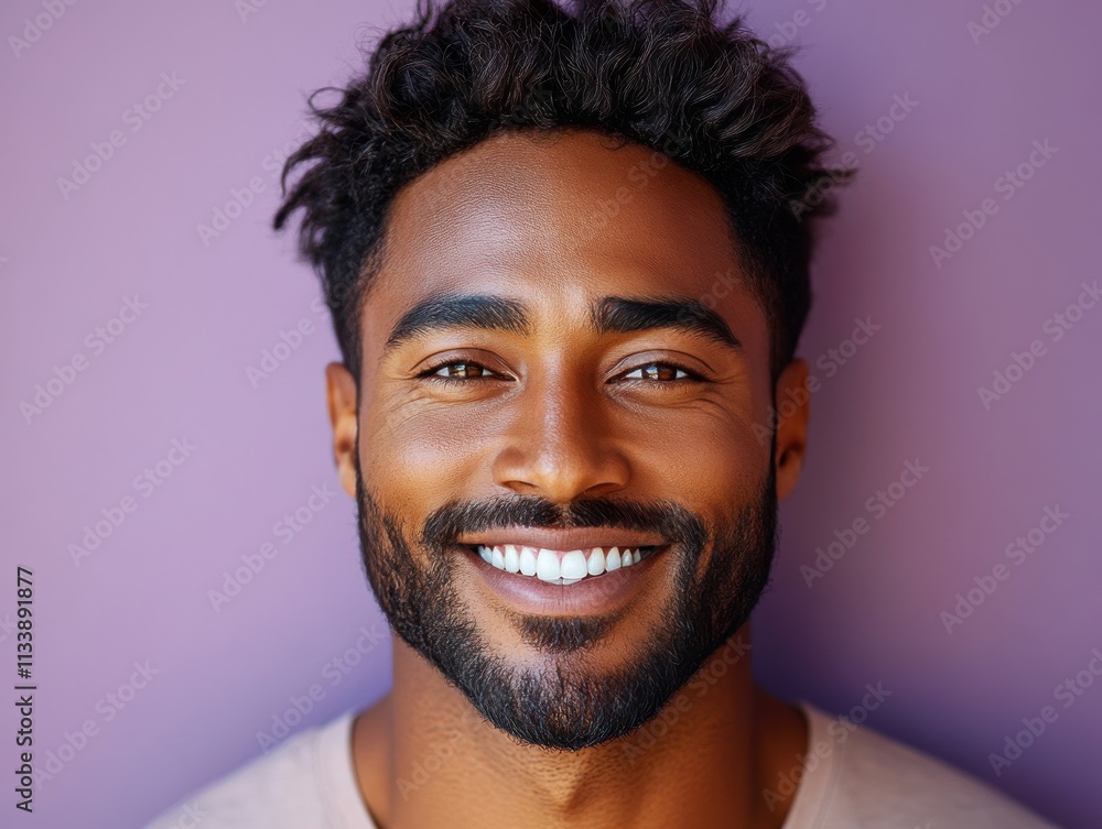 A man with a beard is smiling and wearing a t-shirt A man with a beard is smiling and wearing a t-shirt
