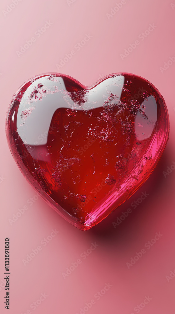Valentine's Day Concept Candy Heart A Red Heart Shaped Glass Object on a Pink Background Perfect for Romantic Themes, Love, Gifts, Celebrations, and More in Stock Photography Valentine's Day Concept Candy Heart A Red Heart Shaped Glass Object on a Pink Background Perfect for Romantic Themes, Love, Gifts, Celebrations, and More in Stock Photography
