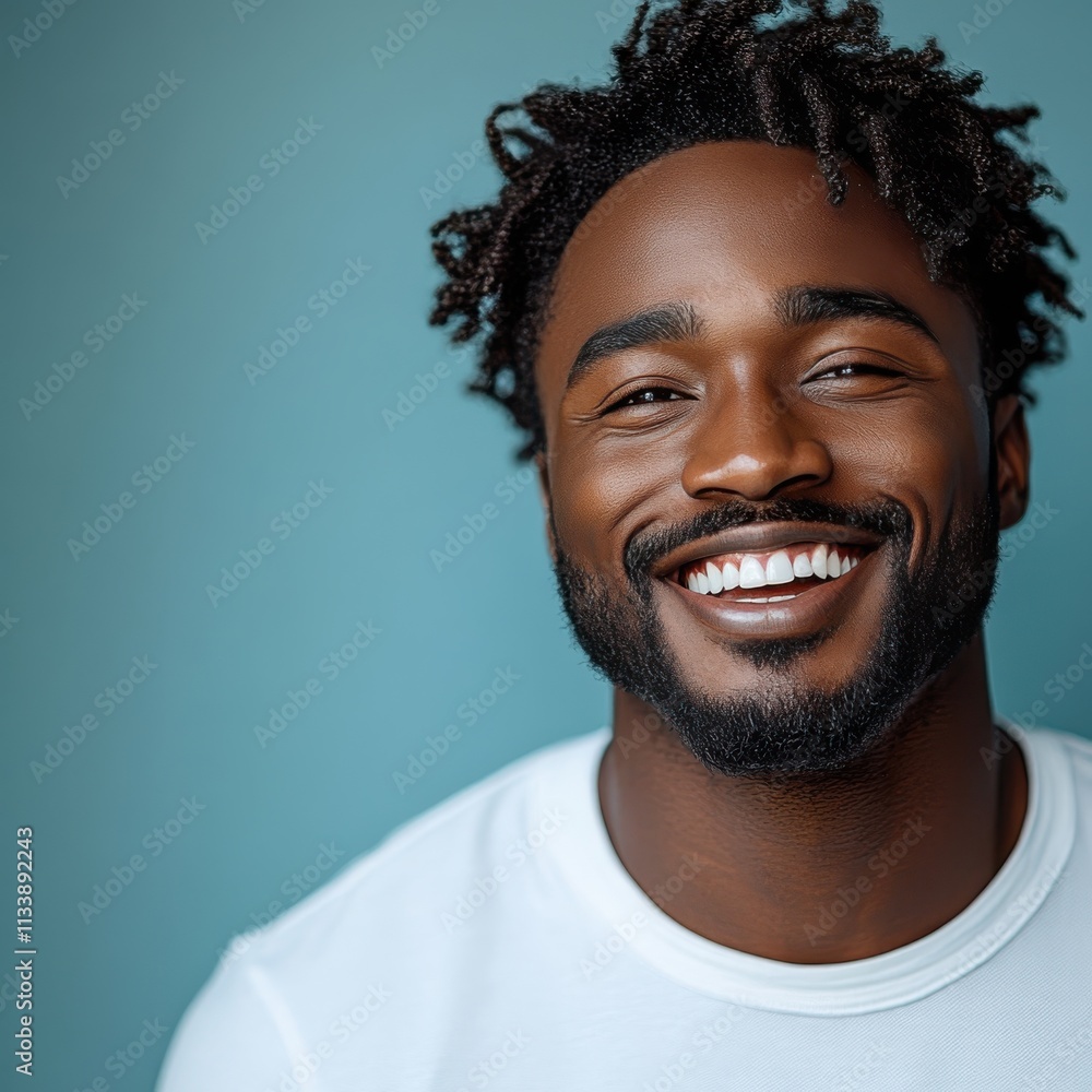 A man with a beard is smiling and wearing a t-shirt A man with a beard is smiling and wearing a t-shirt