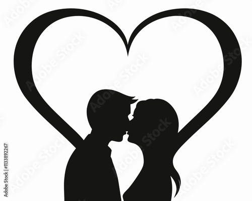 couple kissing silhouette,valentine silhouette vector