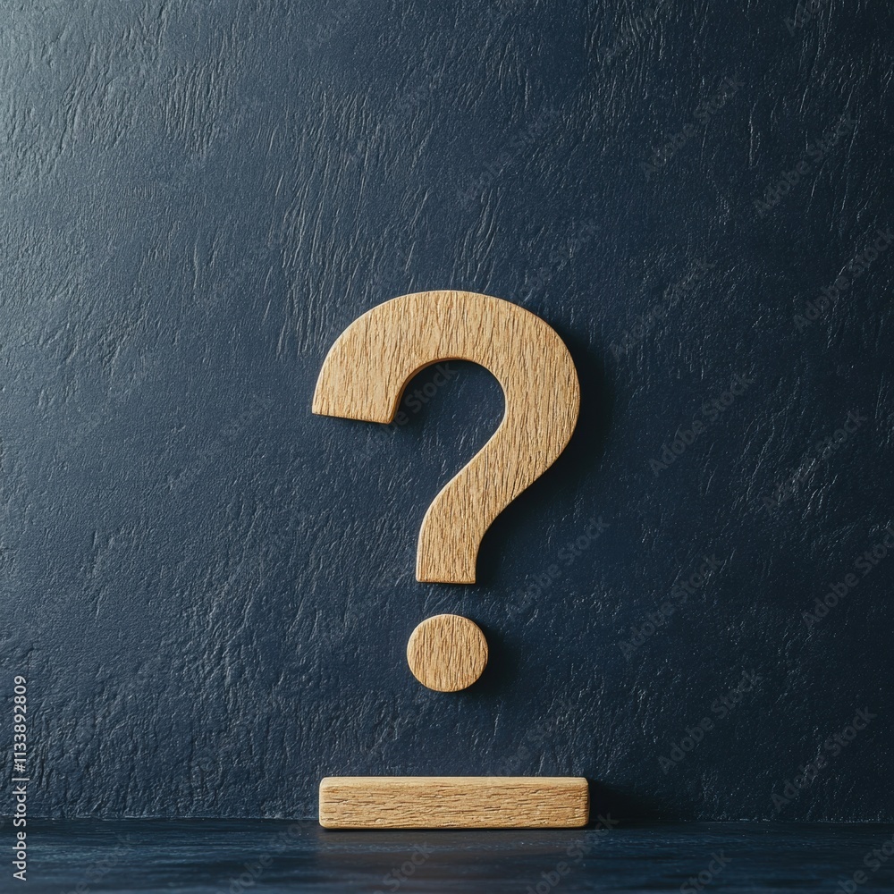 Visualizing a Question Mark in Front of a Dark Blue Background Wall Visualizing a Question Mark in Front of a Dark Blue Background Wall