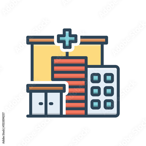 Color illustration icon for hospital