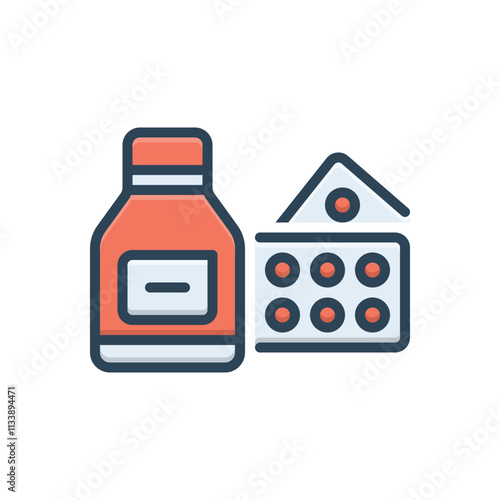 Color illustration icon for medicine