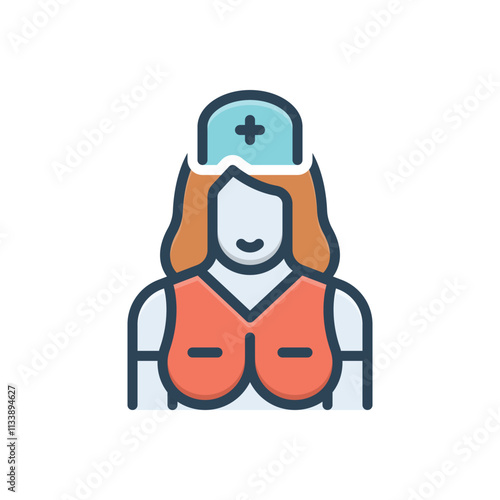 Color illustration icon for nurse