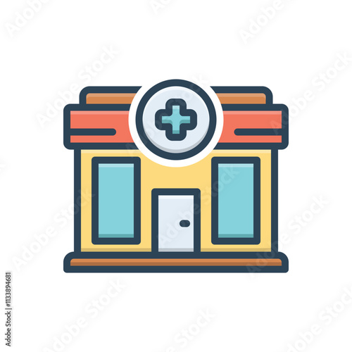 Color illustration icon for pharmacy