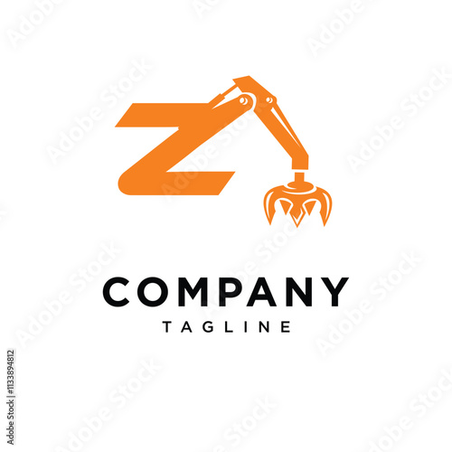 Letter Z Grapple Excavator Logo Icon Vector