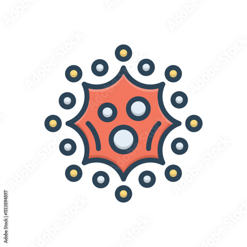 Color illustration icon for virus