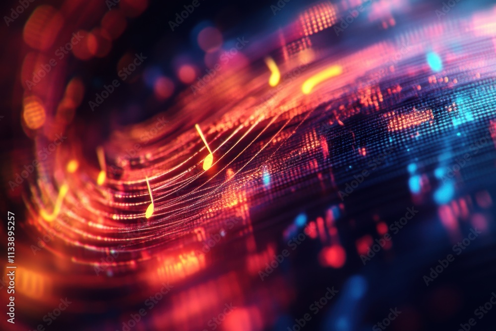 Musical notes created by cellular patterns, microscope lighting, biological detail, with copy space Musical notes created by cellular patterns, microscope lighting, biological detail, with copy space