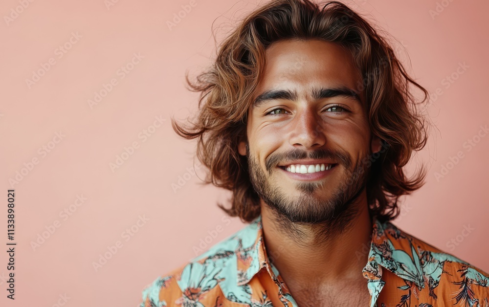 man with casual t-shirt is smiling at the camera, solid color background man with casual t-shirt is smiling at the camera, solid color background