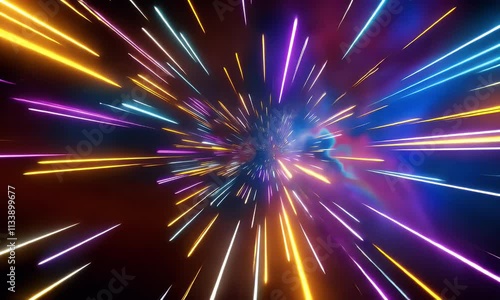 Wallpaper Mural A dark background with neon light lines and laser beams, creating an immersive effect for the video game scene. The background is black, featuring glowing blue, Torontodigital.ca