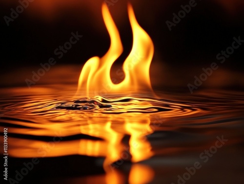 flames reflecting on water surface photo