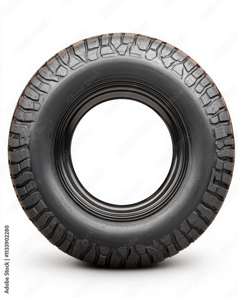 Isolated black tire on a white background for transport themes. Isolated black tire on a white background for transport themes.