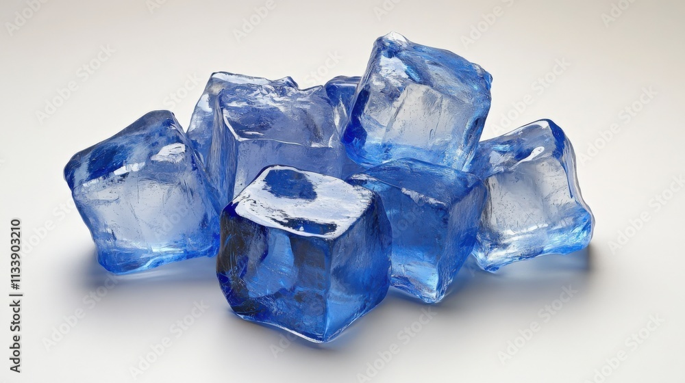 Obraz premium blue ice cubes on a white background