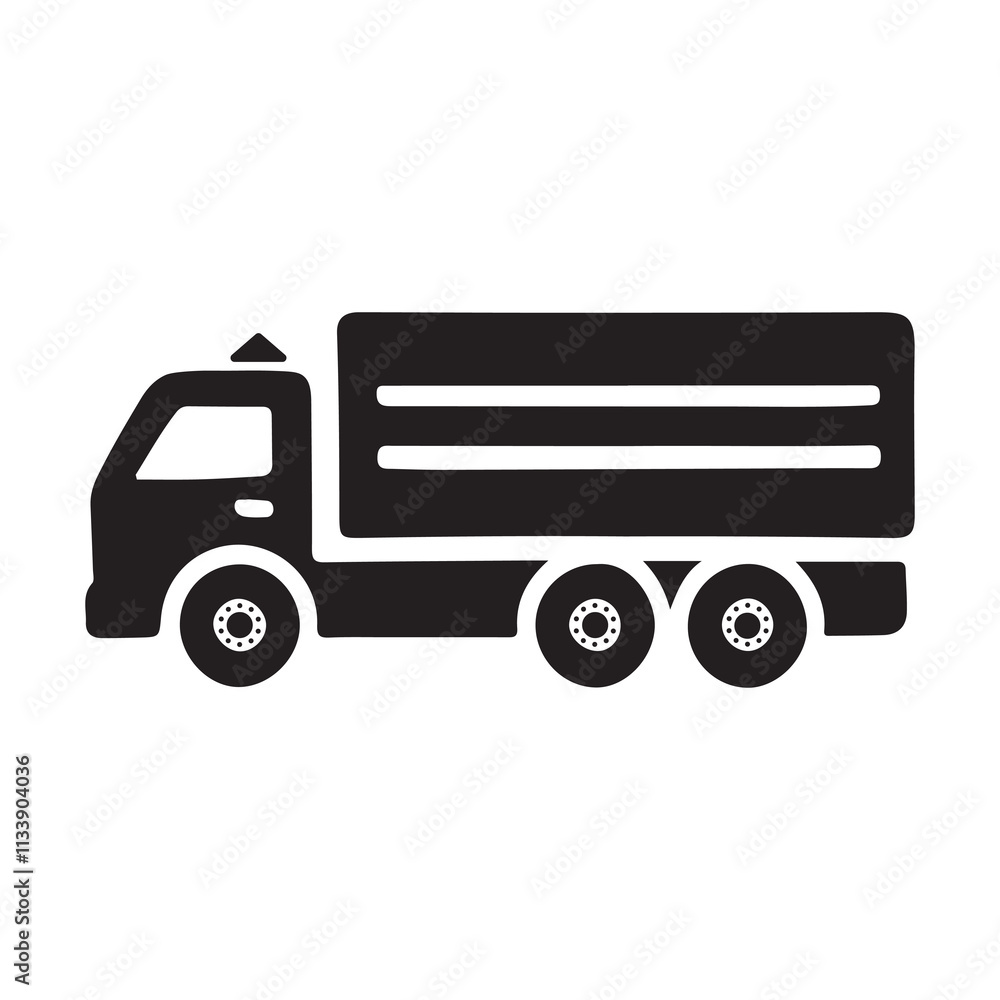 Simple black and white illustration of a delivery truck. Simple black and white illustration of a delivery truck.