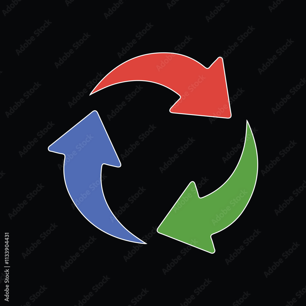 Colorful circular arrows symbolize a continuous cycle. Colorful circular arrows symbolize a continuous cycle.