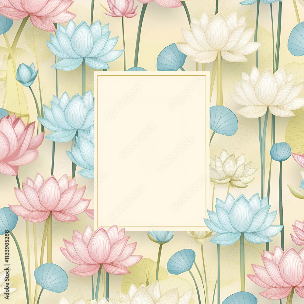 Lotus Flower Frame With Seed watercolor Style ai genrative Lotus Flower Frame With Seed watercolor Style ai genrative