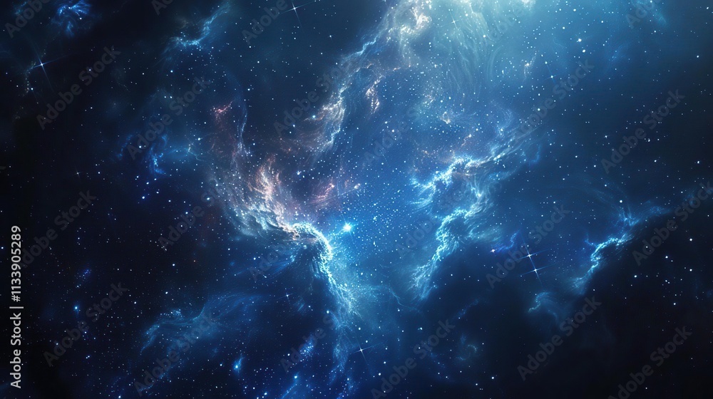 a large blue nebula with a star in the middle a large blue nebula with a star in the middle