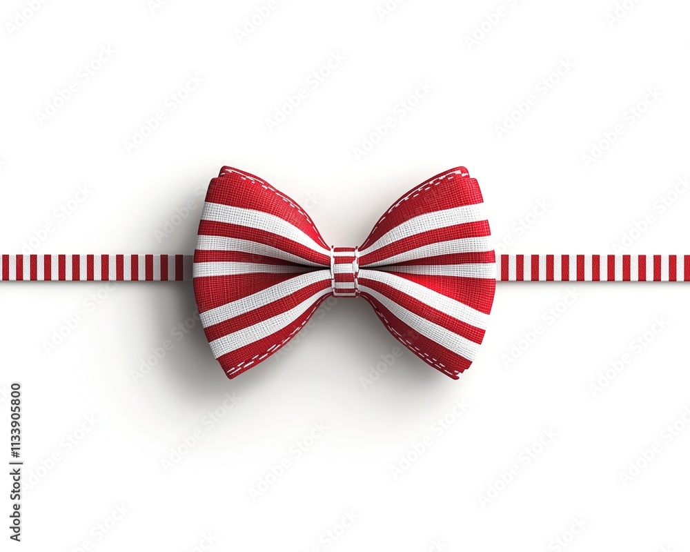 Red and white striped bow tie on a matching ribbon, fashion accessory, formal wear, celebration, elegant, style Red and white striped bow tie on a matching ribbon, fashion accessory, formal wear, celebration, elegant, style