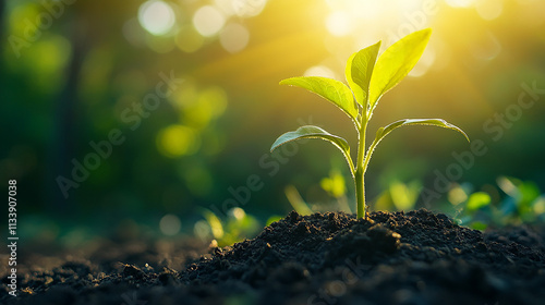 土から芽生える若葉