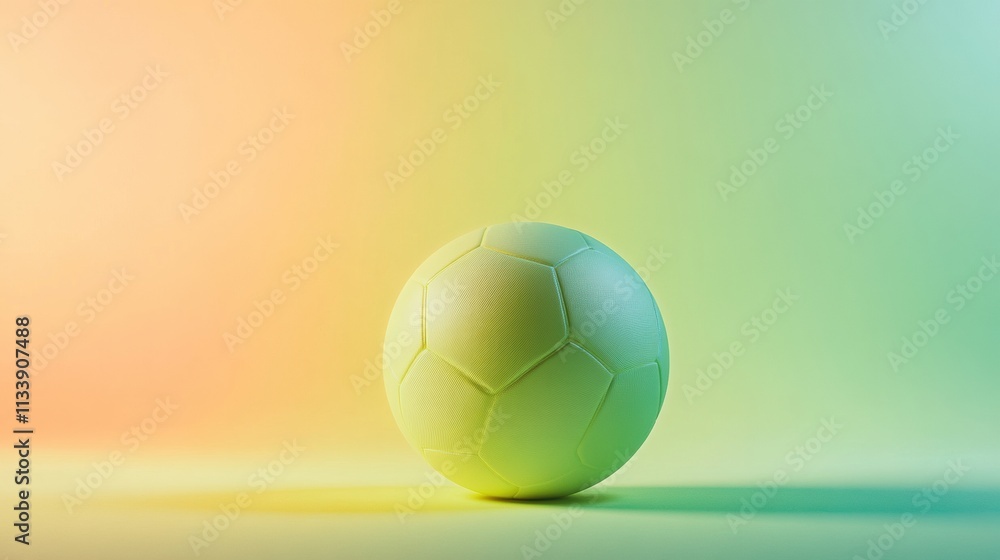 Fototapeta premium A pristine soccer ball in a minimalistic studio setup, with a gradient background for emphasis