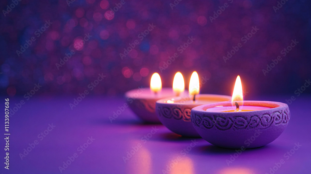 A serene arrangement of Diwali candles in decorative holders, perfect for promoting the Festival of Lights, relaxation themes, or home decor. A serene arrangement of Diwali candles in decorative holders, perfect for promoting the Festival of Lights, relaxation themes, or home decor.