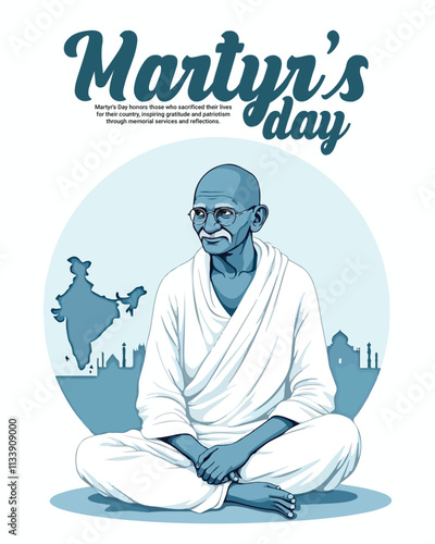 Happy Mahatma Gandhi punyatithi, martyr's day social media post banner template