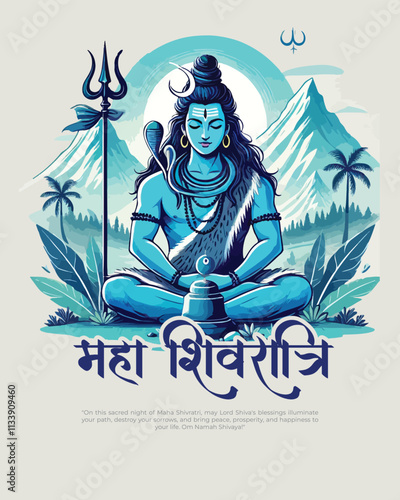 Happy Maha Shivratri Lord Shiva with Har Har Mahadeva Social Media Post template banner