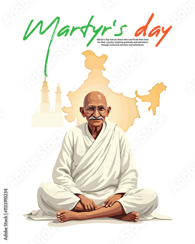 Happy Mahatma Gandhi punyatithi, martyr's day social media post banner template