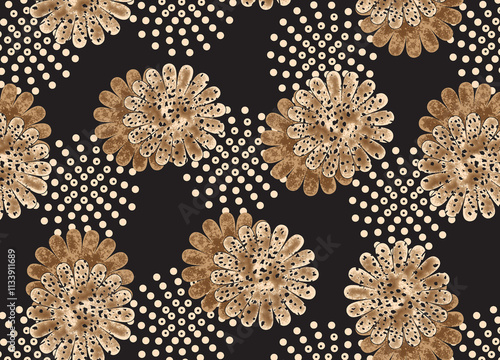Seamless floral pattern with leaves ,botanical flowers with abstract allover design and background texture