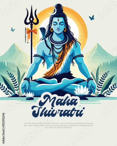 Happy Maha Shivratri Lord Shiva with Har Har Mahadeva Social Media Post template banner photo