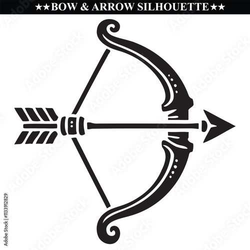 Bow and arrow silhouette vector illustration