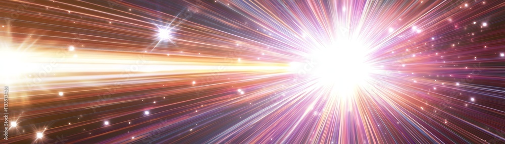 Colorful burst of light with radiant beams and starry effects on a dark background Colorful burst of light with radiant beams and starry effects on a dark background