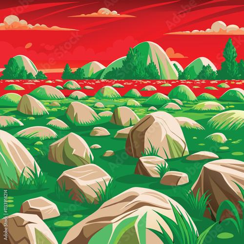 stony rocky field.